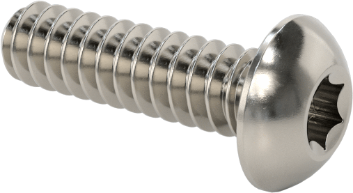 Düğme Başlı Torx Vidaları, Paslanmaz Çelik, 000-120 Diş Boyutu, 1/8" Uzunluk