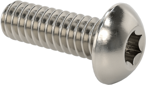 Düğme Başlı Torx Vidaları, Paslanmaz Çelik, 0-80 Diş Boyutu, 3/16" Uzunluk