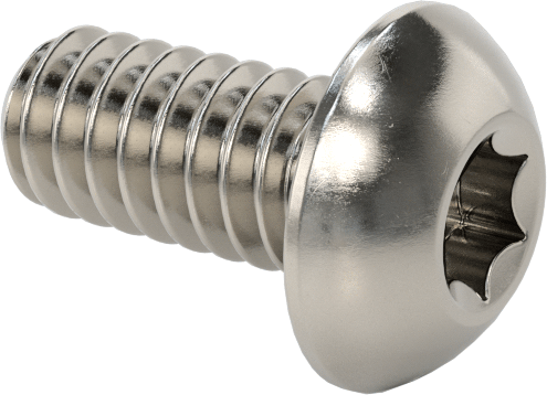 Düğme Başlı Torx Vidaları, Paslanmaz Çelik, 2-56 Diş Boyutu, 3/16" Uzunluk