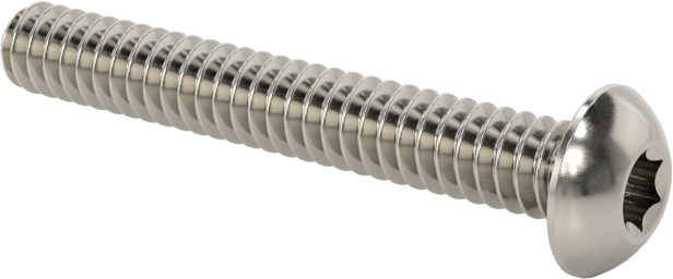 Düğme Başlı Torx Vidaları, Paslanmaz Çelik, 6-32 Diş Boyutu, 1" Uzunluk