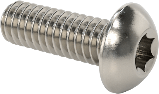 Düğme Başlı Torx Vidaları, Paslanmaz Çelik, 8-32 Diş Boyutu, 1/2" Uzunluk