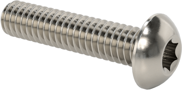 Düğme Başlı Torx Vidaları, Paslanmaz Çelik, 8-32 Diş Boyutu, 3/4" Uzunluk
