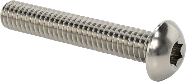 Düğme Başlı Torx Vidaları, Paslanmaz Çelik, 8-32 Diş Boyutu, 1" Uzunluk
