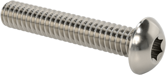 Düğme Başlı Torx Vidaları, Paslanmaz Çelik, 2-56 Diş Boyutu, 1/2" Uzunluk