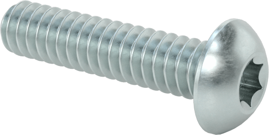 Düğme Başlı Torx Vidaları, Çinko Kaplı Çelik, 4-40 Diş, 1/2" Uzunluk