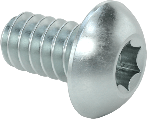 Düğme Başlı Torx Vidaları, Çinko Kaplı Çelik, 6-32 Diş, 1/4" Uzunluk