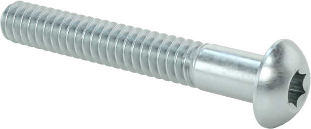 Düğme Başlı Torx Vidaları, Çinko Kaplı Çelik, 6-32 Diş, 1" Uzunluk