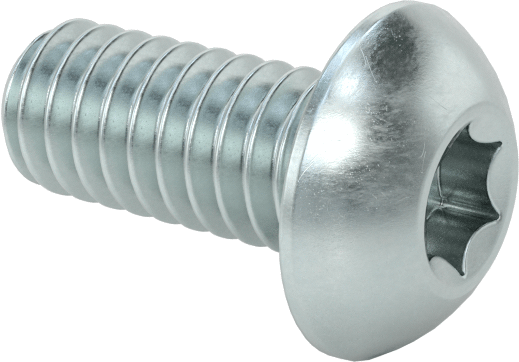 Düğme Başlı Torx Vidaları, Çinko Kaplı Çelik, 8-32 Diş, 3/8" Uzunluk