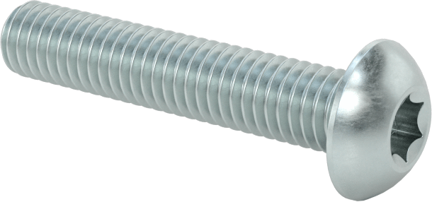 Düğme Başlı Torx Vidaları, Çinko Kaplı Çelik, 10-32 Diş, 1" Uzunluk