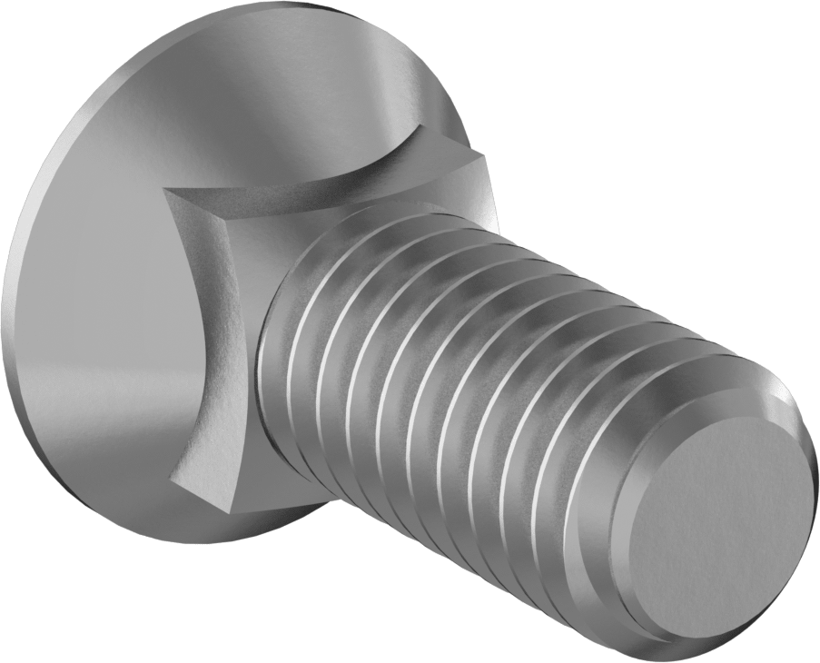 Kare Boyunlu Düz Başlı Pulluk Cıvataları, 3/8"-16 Diş Boyutu, 1" Uzunluk