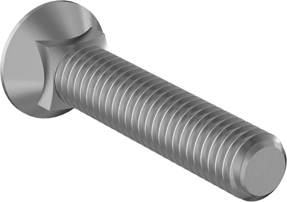 Kare Boyunlu Düz Başlı Pulluk Cıvataları, 3/8"-16 Diş Boyutu, 2" Uzunluk
