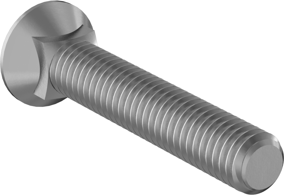 Kare Boyunlu Düz Başlı Pulluk Cıvataları, 3/8"-16 Diş Boyutu, 2-1/4" Uzunluk