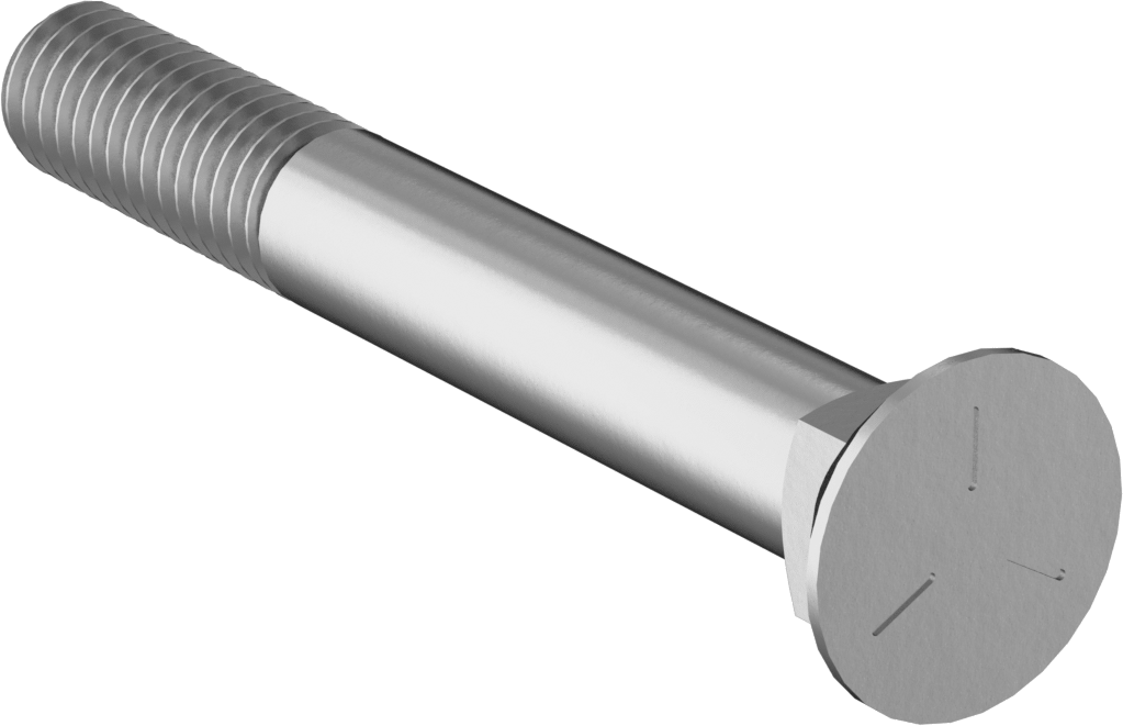 Kare Boyunlu Düz Başlı Pulluk Cıvataları, 3/8"-16 Diş Boyutu, 3" Uzunluk