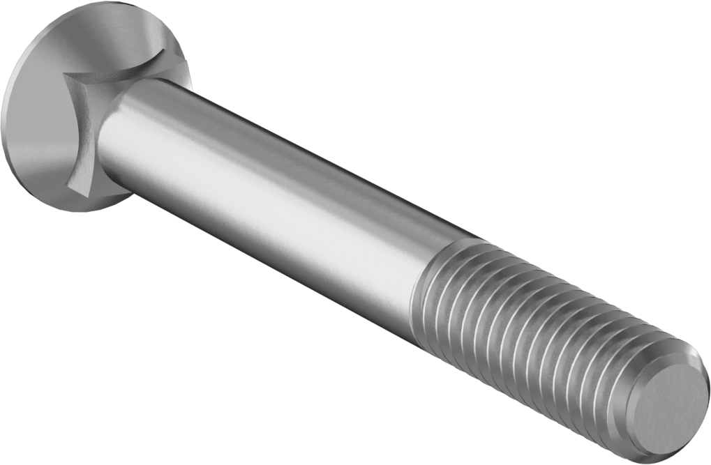 Kare Boyunlu Düz Başlı Pulluk Cıvataları, 3/8"-16 Diş Boyutu, 3" Uzunluk