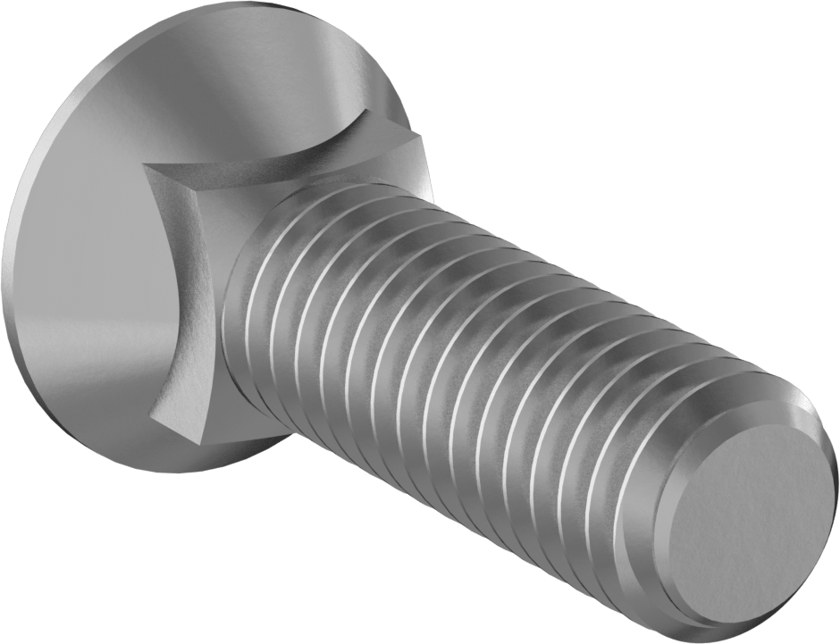 Kare Boyunlu Düz Başlı Pulluk Cıvataları, 7/16"-14 Diş Boyutu, 1-1/2" Uzunluk