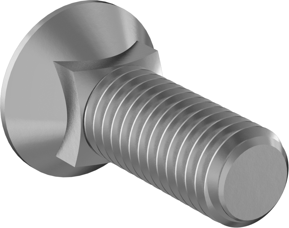 Kare Boyunlu Düz Başlı Pulluk Cıvataları, 1/2"-13 Diş Boyutu, 1-1/2" Uzunluk