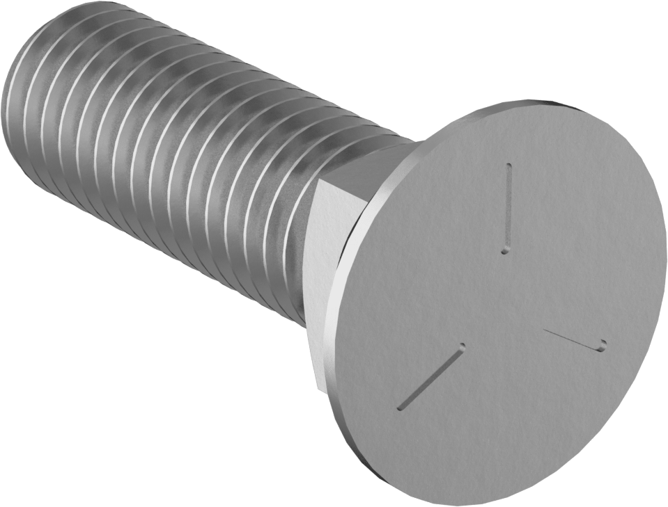 Kare Boyunlu Düz Başlı Pulluk Cıvataları, 1/2"-13 Diş Boyutu, 1-3/4" Uzunluk