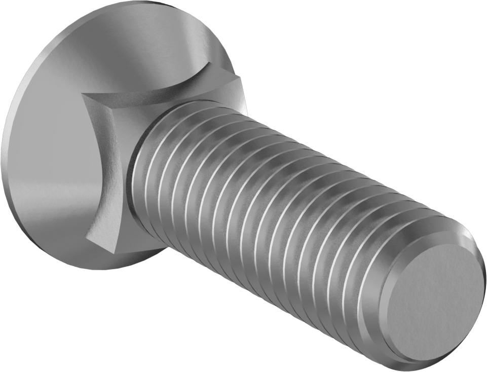 Kare Boyunlu Düz Başlı Pulluk Cıvataları, 1/2"-13 Diş Boyutu, 1-3/4" Uzunluk