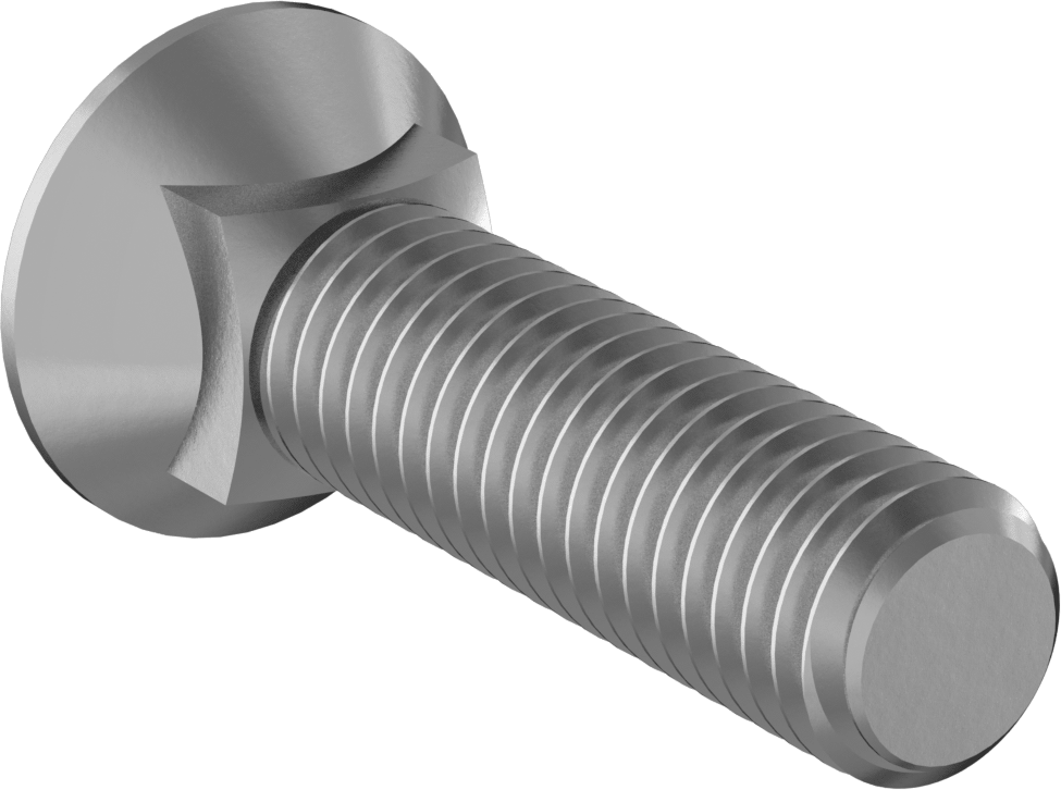Kare Boyunlu Düz Başlı Pulluk Cıvataları, 1/2"-13 Diş Boyutu, 2" Uzunluk