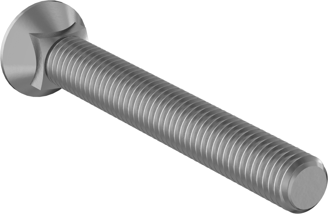 Kare Boyunlu Düz Başlı Pulluk Cıvataları, 1/2"-13 Diş Boyutu, 4" Uzunluk
