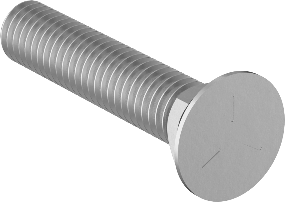 Kare Boyunlu Düz Başlı Pulluk Cıvataları, 5/8"-11 Diş Boyutu, 2" Uzunluk
