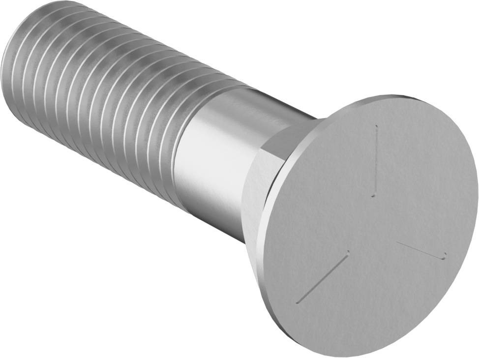 Kare Boyunlu Düz Başlı Pulluk Cıvataları, 5/8"-11 Diş Boyutu, 2-1/2" Uzunluk