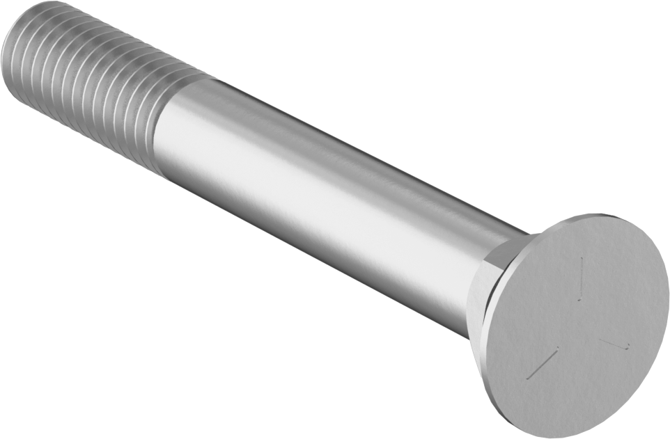 Kare Boyunlu Düz Başlı Pulluk Cıvataları, 3/4"-10 Diş Boyutu, 3" Uzunluk