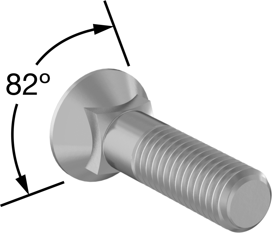 Kare Boyunlu Düz Başlı Pulluk Cıvataları, 3/8"-16 Diş Boyutu, 3" Uzunluk