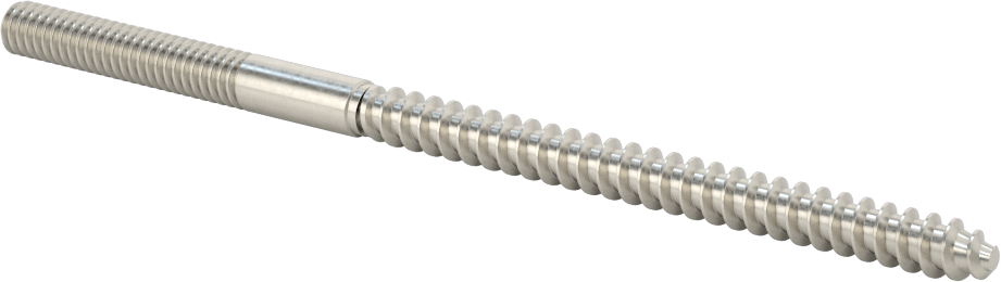 18-8 Paslanmaz Çelik Ahşap Vida Dişli Saplama, 1/4" Vida Boyutu, 1/4"-20 Saplama, 5 inç Uzunluk