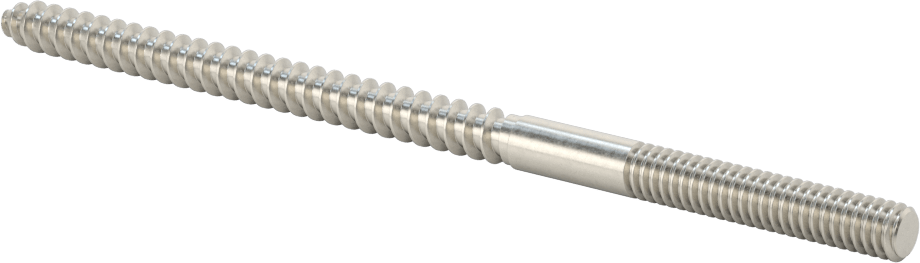 18-8 Paslanmaz Çelik Ahşap Vida Dişli Saplama, 1/4" Vida Boyutu, 1/4"-20 Saplama, 5 inç Uzunluk