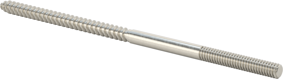 18-8 Paslanmaz Çelik Ahşap Vida Dişli Saplama, 1/4" Vida Boyutu, 1/4"-20 Saplama, 6 inç Uzunluk