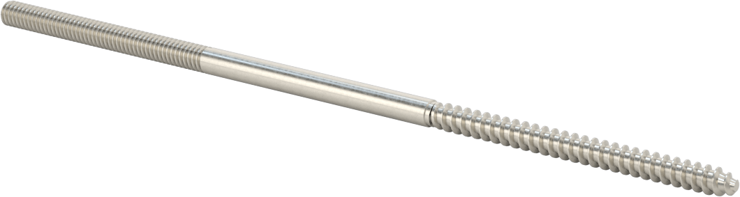 18-8 Paslanmaz Çelik Ahşap Vida Dişli Saplama, 1/4" Vida Boyutu, 1/4"-20 Saplama, 8" Uzunluk