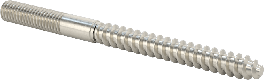 18-8 Paslanmaz Çelik Ahşap Vida Dişli Saplama, 3/8" Vida Boyutu, 3/8"-16 Saplama, 5 inç Uzunluk
