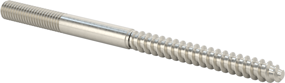 18-8 Paslanmaz Çelik Ahşap Vida Dişli Saplama, 3/8" Vida Boyutu, 3/8"-16 Saplama, 6 inç Uzunluk
