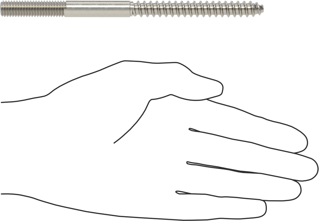 18-8 Paslanmaz Çelik Ahşap Vida Dişli Saplama, 3/8" Vida Boyutu, 3/8"-16 Saplama, 6 inç Uzunluk