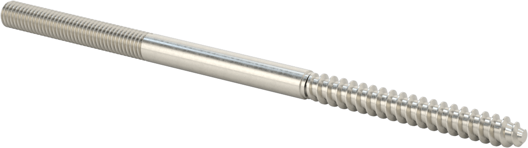 18-8 Paslanmaz Çelik Ahşap Vida Dişli Saplama, 3/8" Vida Boyutu, 3/8"-16 Saplama, 8" Uzunluk