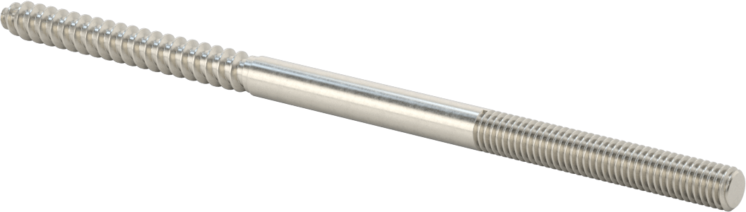 18-8 Paslanmaz Çelik Ahşap Vida Dişli Saplama, 3/8" Vida Boyutu, 3/8"-16 Saplama, 8" Uzunluk
