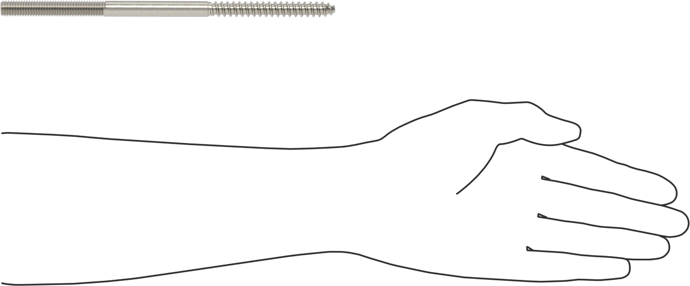 18-8 Paslanmaz Çelik Ahşap Vida Dişli Saplama, 3/8" Vida Boyutu, 3/8"-16 Saplama, 8" Uzunluk