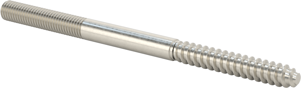 18-8 Paslanmaz Çelik Ahşap Vida Dişli Saplama, 1/2" Vida Boyutu, 1/2"-13 Saplama, 8" Uzunluk