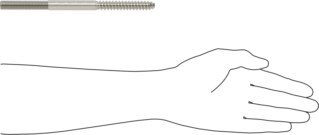 18-8 Paslanmaz Çelik Ahşap Vida Dişli Saplama, 1/2" Vida Boyutu, 1/2"-13 Saplama, 8" Uzunluk