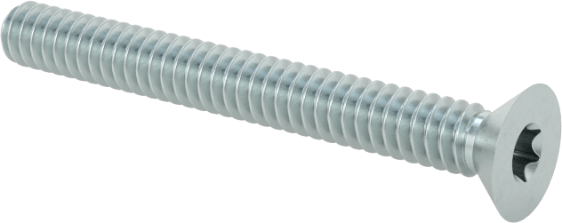 Çinko Kaplı Çelik Torx Düz Başlı Vidalar, 4-40 Diş Boyutu, 1" Uzunluk