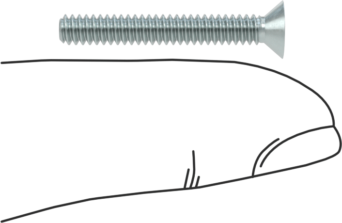 Çinko Kaplı Çelik Torx Düz Başlı Vidalar, 6-32 Diş Boyutu, 1" Uzunluk