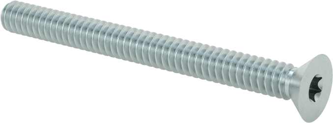 Çinko Kaplı Çelik Torx Düz Başlı Vidalar, 6-32 Diş Boyutu, 1-1/2" Uzunluk