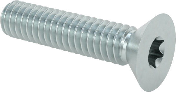 Çinko Kaplı Çelik Torx Düz Başlı Vidalar, 8-32 Diş Boyutu, 3/4" Uzunluk