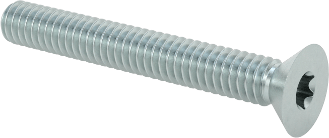Çinko Kaplı Çelik Torx Düz Başlı Vidalar, 8-32 Diş Boyutu, 1-1/4" Uzunluk