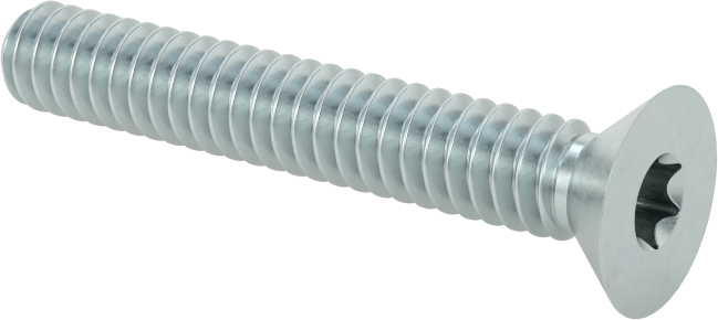 Çinko Kaplı Çelik Torx Düz Başlı Vidalar, 10-24 Diş Boyutu, 1-1/4" Uzunluk