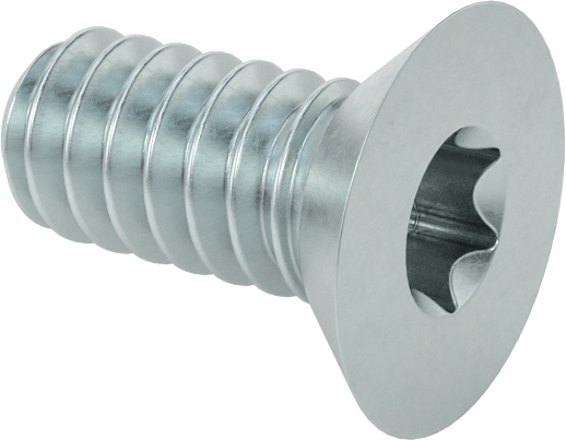 Çinko Kaplı Çelik Torx Düz Başlı Vidalar, 4-40 Diş Boyutu, 1/4" Uzunluk