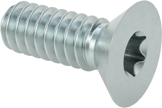 Çinko Kaplı Çelik Torx Düz Başlı Vidalar, 4-40 Diş Boyutu, 5/16" Uzunluk