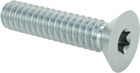 Çinko Kaplı Çelik Torx Düz Başlı Vidalar, 6-32 Diş Boyutu, 5/8" Uzunluk