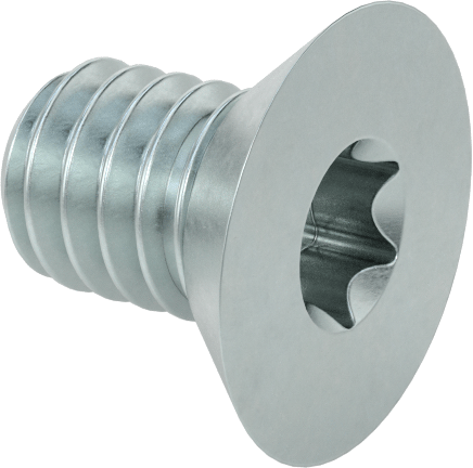 Çinko Kaplı Çelik Torx Düz Başlı Vidalar, 8-32 Diş Boyutu, 1/4" Uzunluk